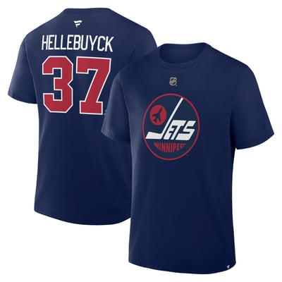 Connor Hellebuyck Winnipeg Jets Fanatics Authentic Stack Name & Number T-Shirt - Navy