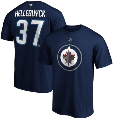 Connor Hellebuyck Winnipeg Jets Fanatics Authentic Stack Name & Number T-Shirt - Navy