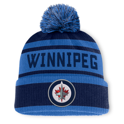 Winnipeg Jets Fanatics Fundamental Cuffed Knit Hat with Pom - Navy/Blue
