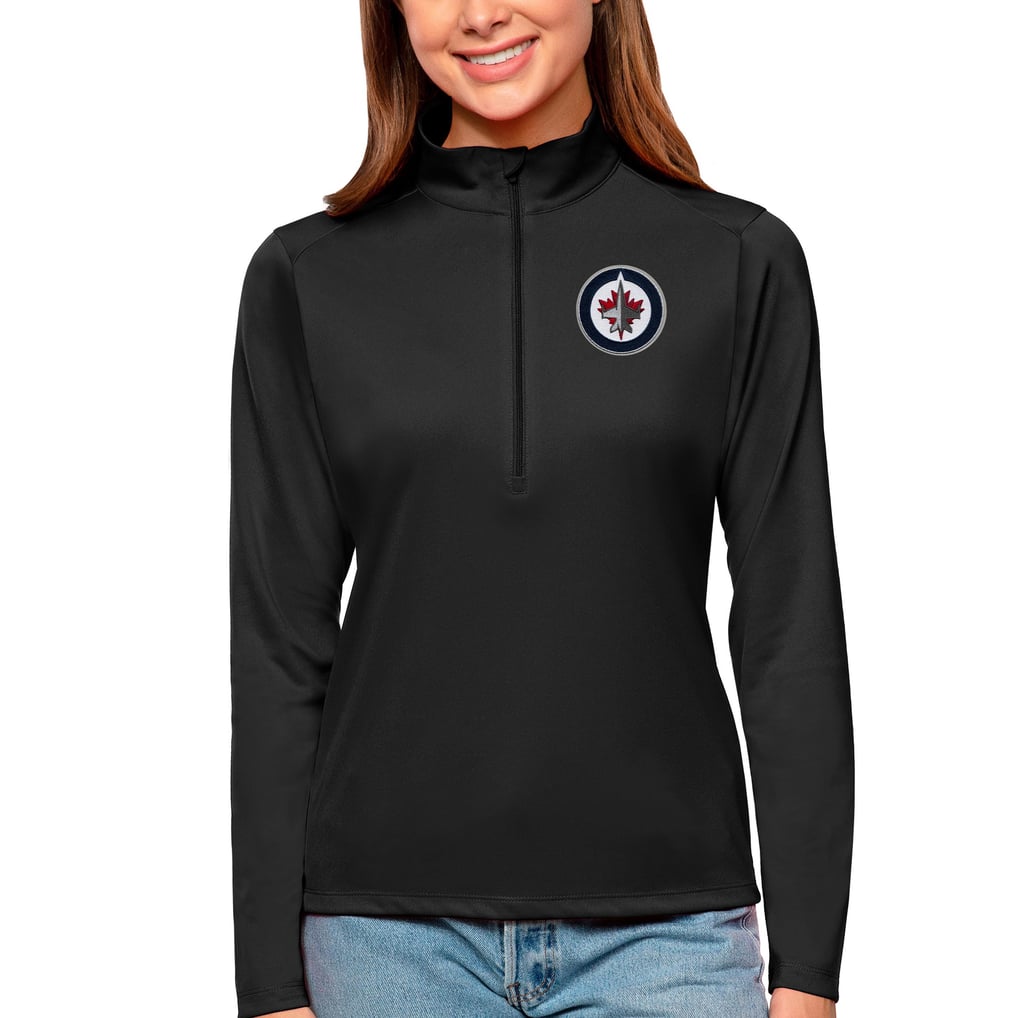 Winnipeg Jets Antigua Women's Tribute Quarter-Zip Pullover Top - Black