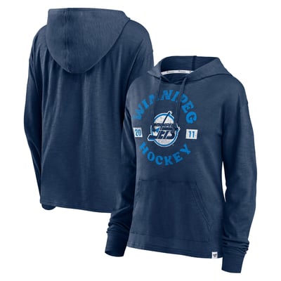  Winnipeg Jets Fanatics Women's Faded Pullover Hoodie - Heather Navy