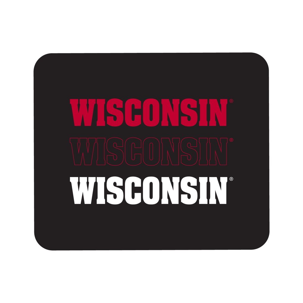 Wisconsin Badgers Wordmark Logo Mouse Pad - Black