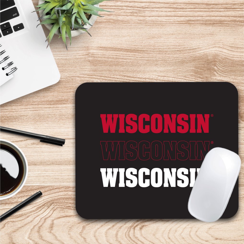 Wisconsin Badgers Wordmark Logo Mouse Pad - Black