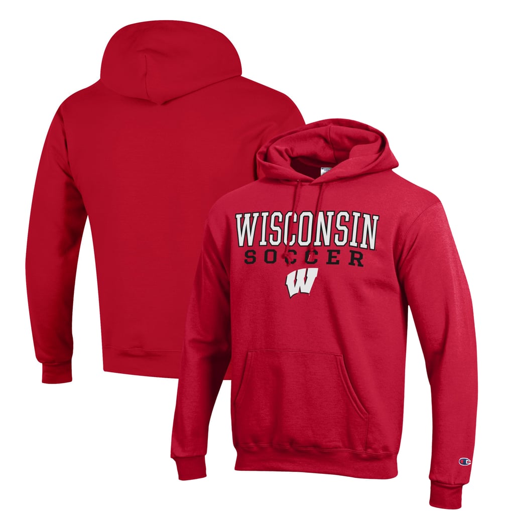 Wisconsin Badgers Champion Soccer Stack Logo Powerblend Pullover Hoodie - Red