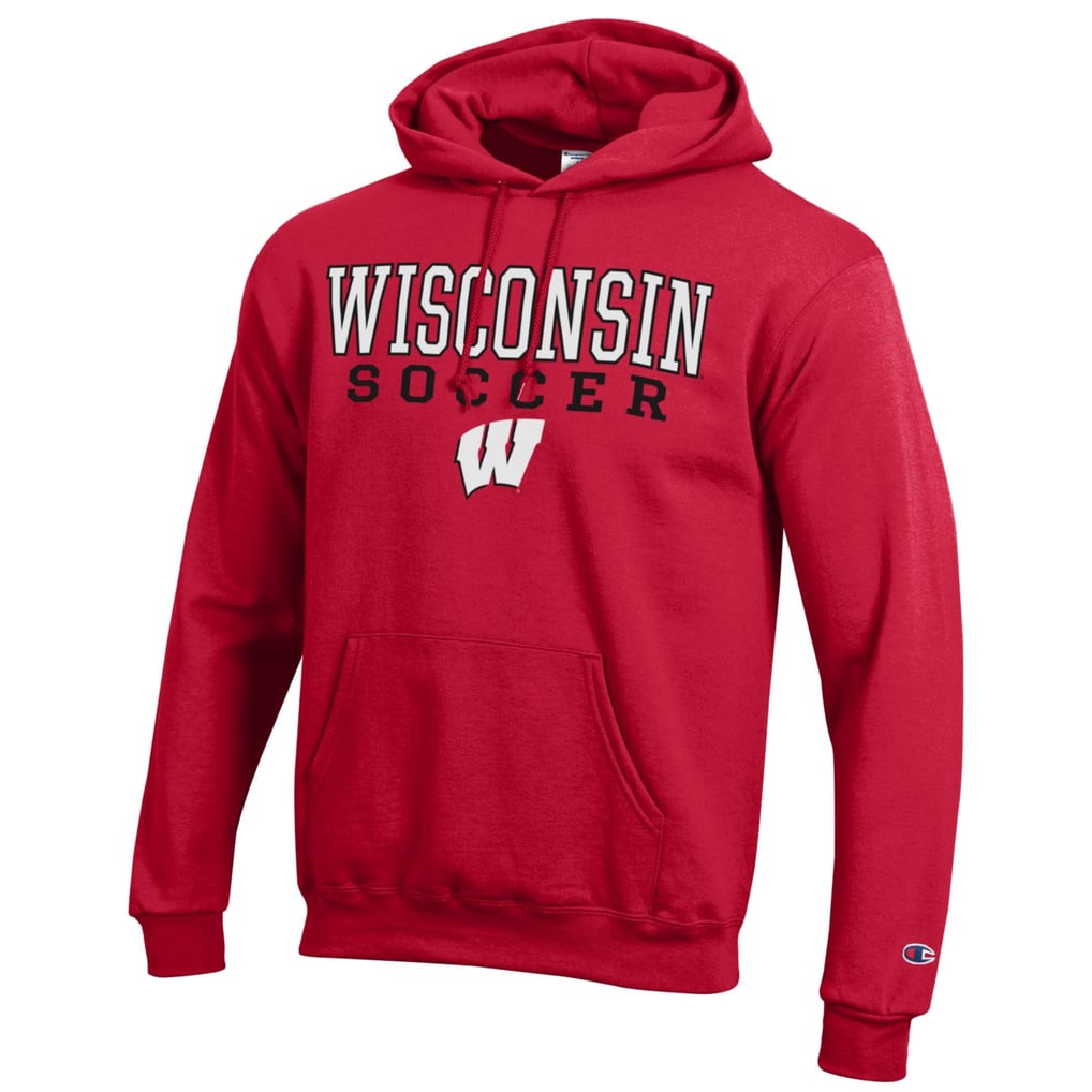 Wisconsin Badgers Champion Soccer Stack Logo Powerblend Pullover Hoodie - Red