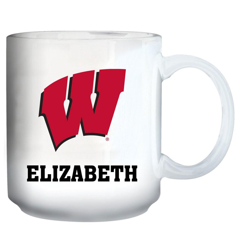 Wisconsin Badgers 11oz. Personalized Mug - White