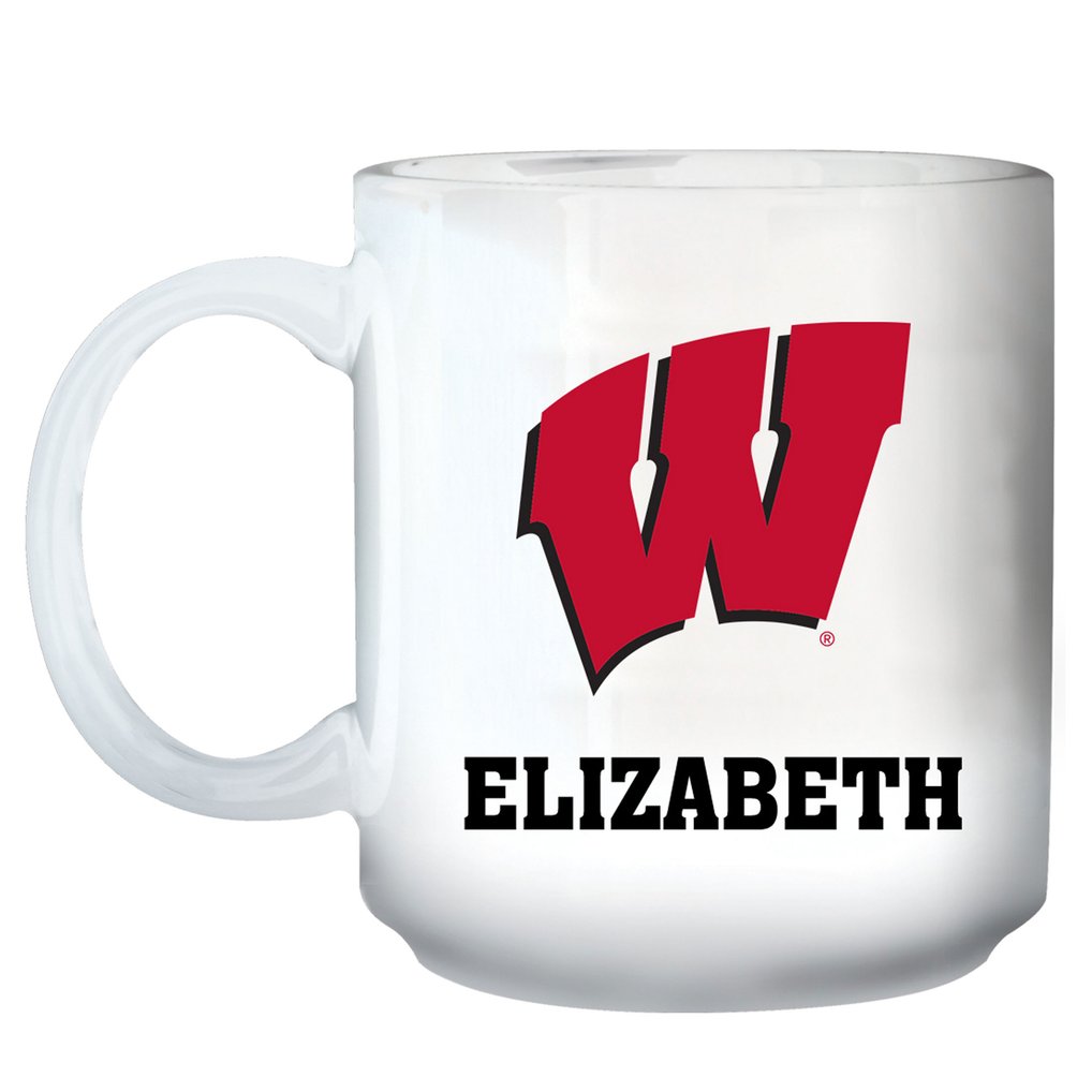 Wisconsin Badgers 11oz. Personalized Mug - White