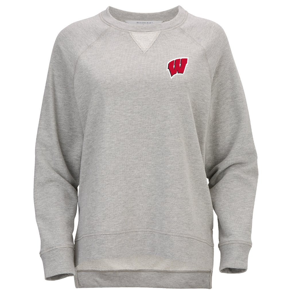 Wisconsin Badgers Women's Harlow Terry Raglan Pullover Sweatshirt - Heather Gray