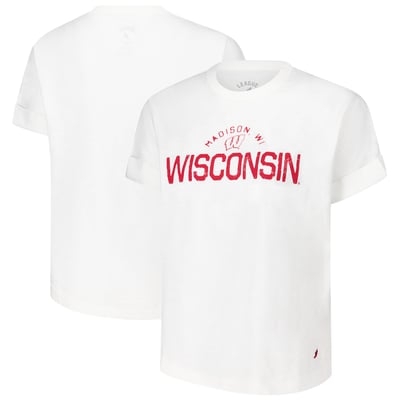 Wisconsin Badgers League Collegiate Wear Women's Slub Rolled Cuff T-Shirt - White