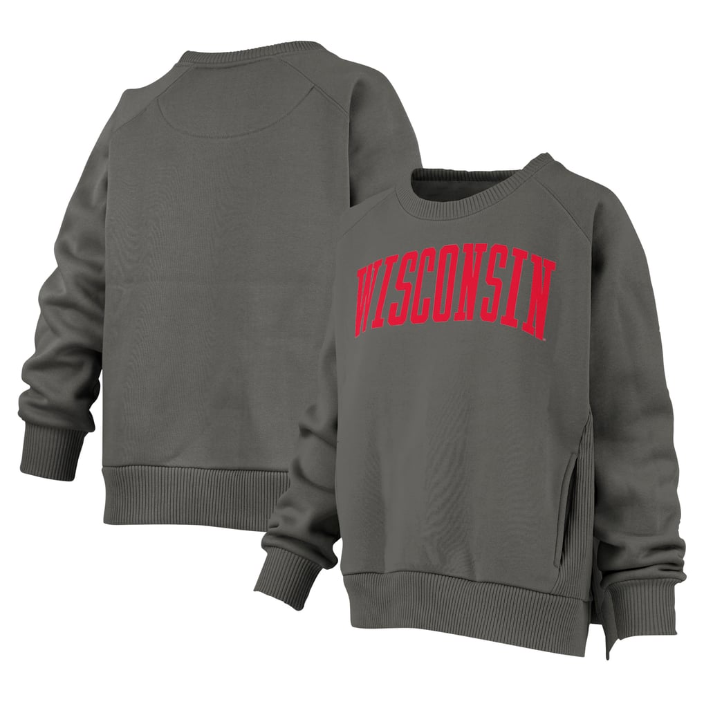 Wisconsin Badgers Pressbox Women's Pocketed Raglan Pullover Sweatshirt - Charcoal