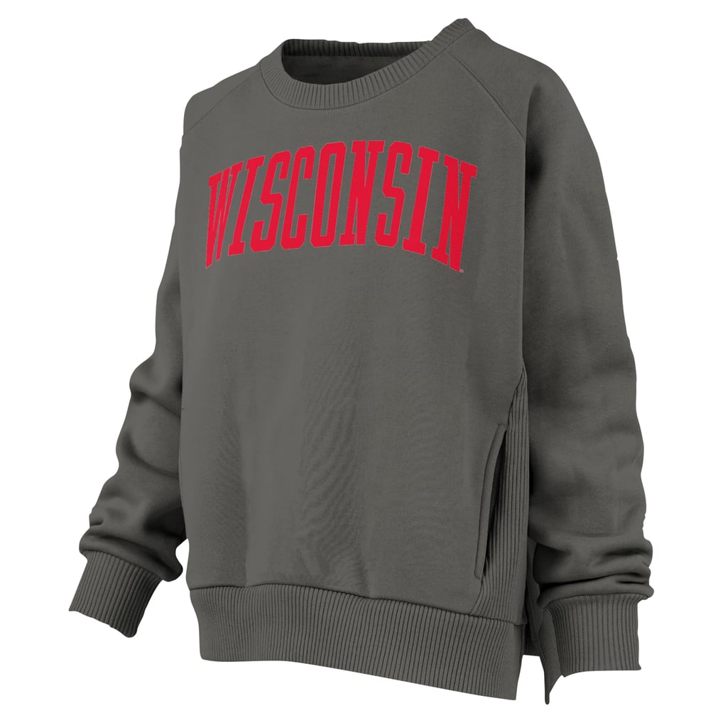 Wisconsin Badgers Pressbox Women's Pocketed Raglan Pullover Sweatshirt - Charcoal