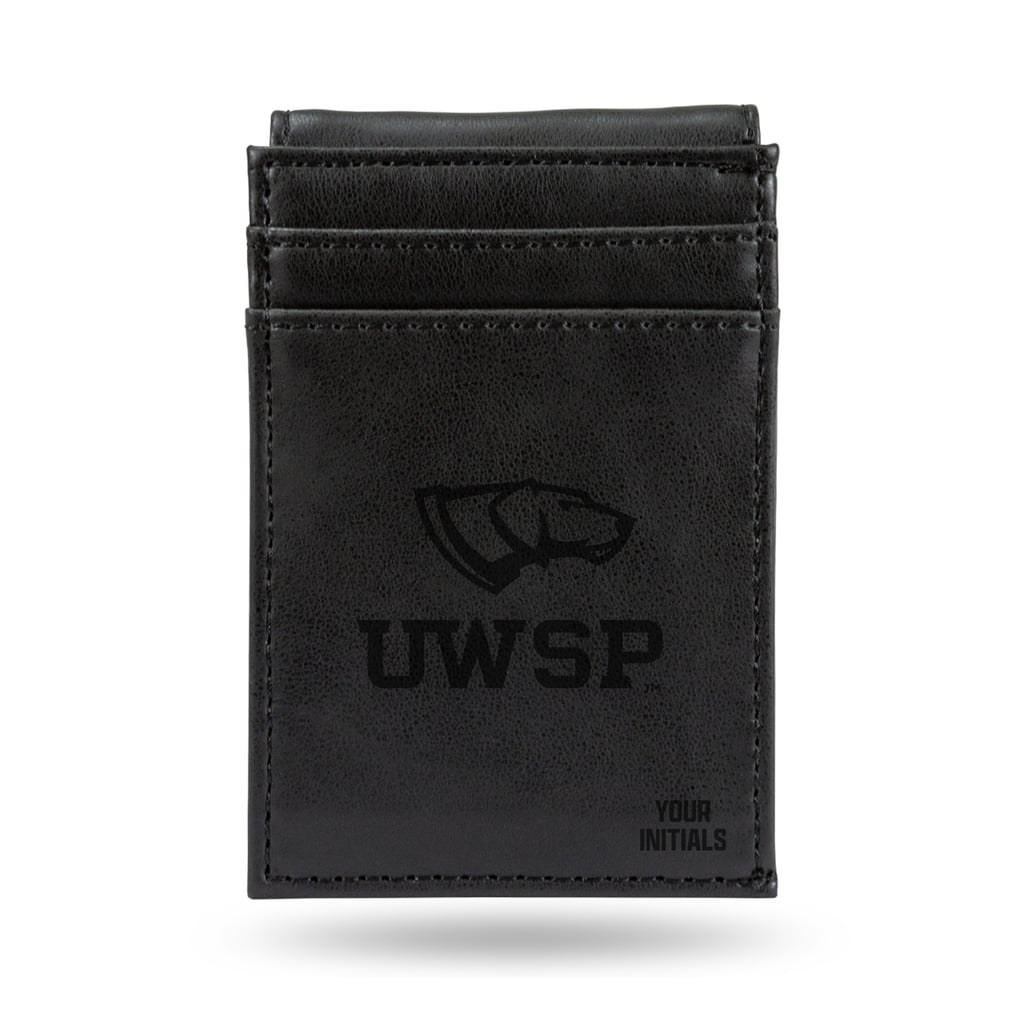 Wisconsin-Stevens Point Pointers Personalized Front Pocket Wallet - Black