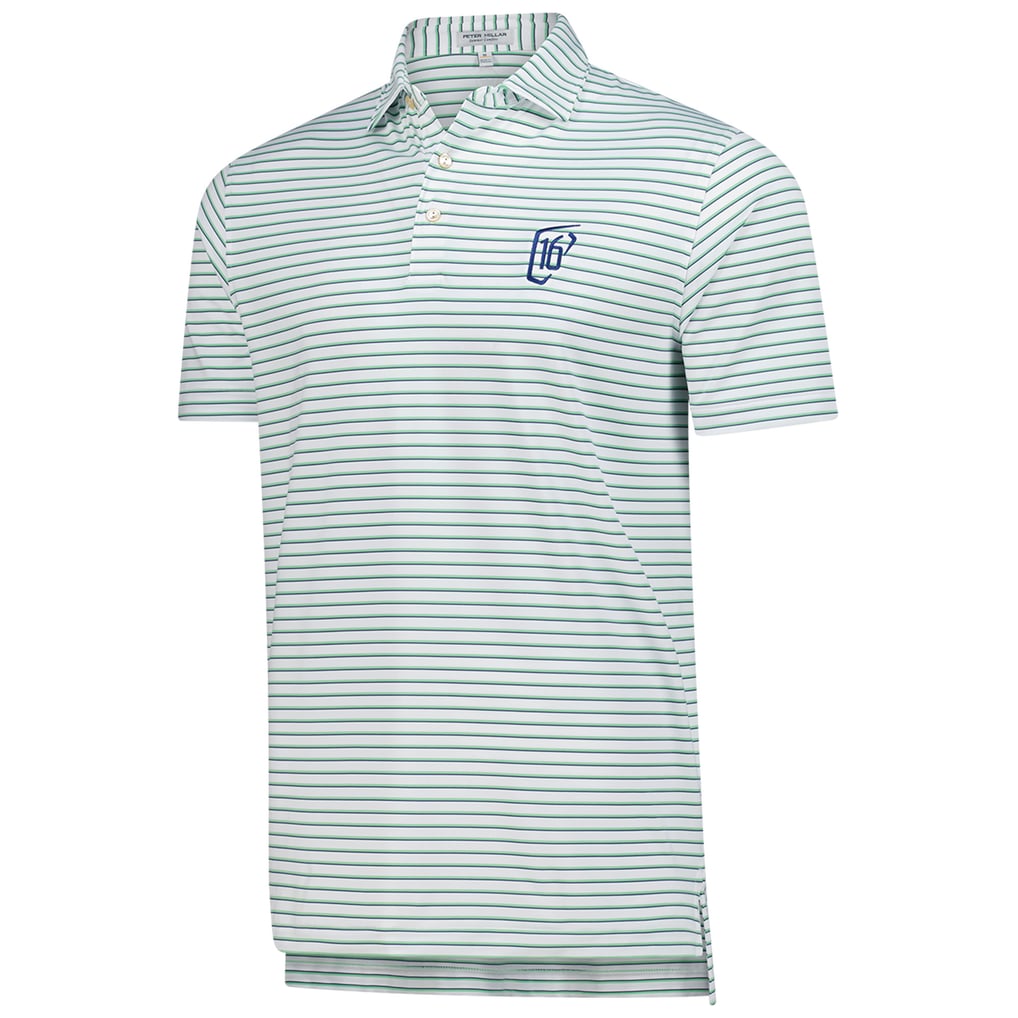 WM Phoenix Open Peter Millar Dunnes Stripe Performance Jersey Polo - White