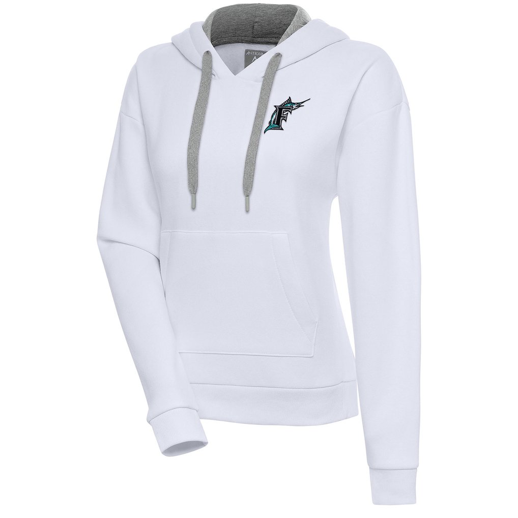  Florida Marlins Antigua Women's Cooperstown Victory Pullover Hoodie - White