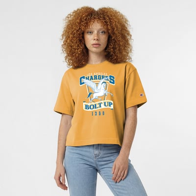 Los Angeles Chargers Disney x Champion Women's Pegasus All-Star T-Shirt - Gold