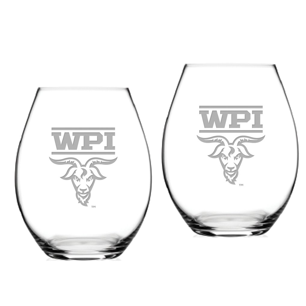 Worcester Polytechnic Institute Engineers 20oz. 2-Piece Riedel Stemless Wine Glass Set