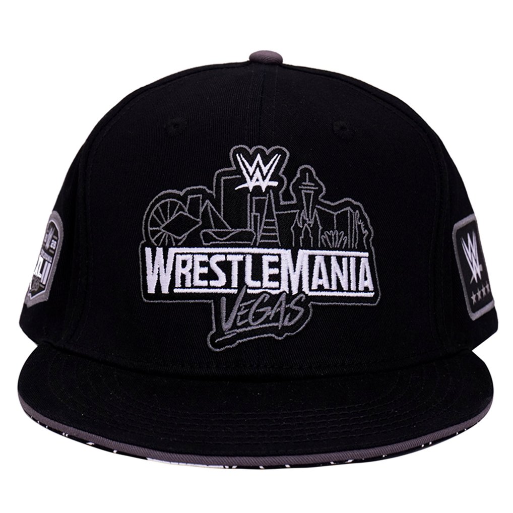 WrestleMania 42 Logo Patch Flat Brim Snapback Hat -  Black