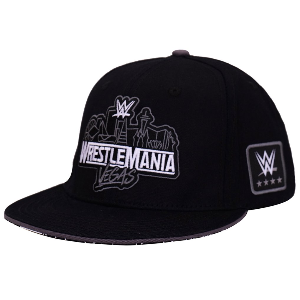 WrestleMania 42 Logo Patch Flat Brim Snapback Hat -  Black