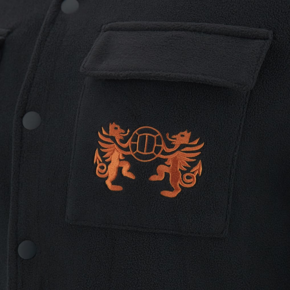  Wrexham Macron Dragons Fleece Button-Up Overshirt - Black