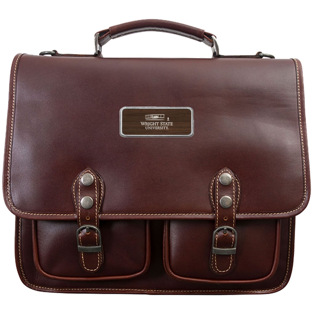 Wright State Raiders Logo Plate Sabino Briefcase - Brown