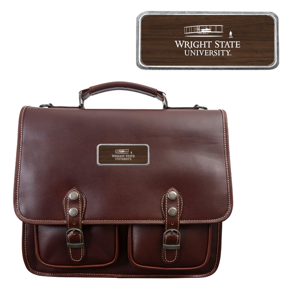 Wright State Raiders Logo Plate Sabino Briefcase - Brown
