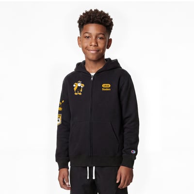 Pittsburgh Steelers Disney x Champion Youth Pete Full-Zip Hoodie - Black