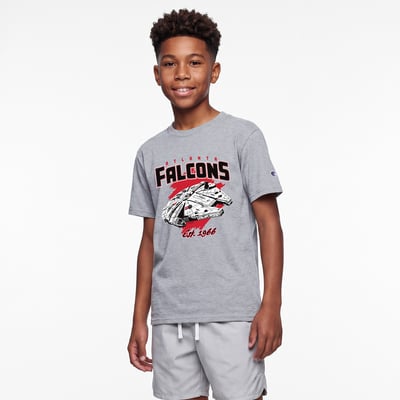 Atlanta Falcons Disney x Champion Youth Millennium Falcon T-Shirt - Heather Gray
