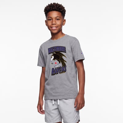 Baltimore Ravens Disney x Champion Youth Diablo T-Shirt - Heather Gray